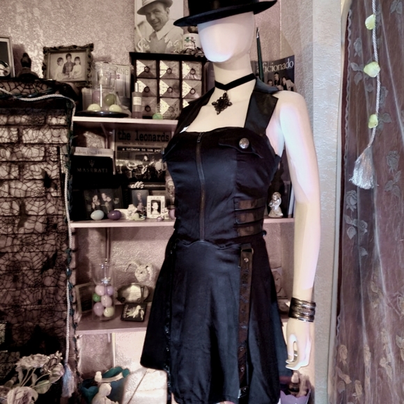 NWOT 🖤Very Cool Goth 🕸Black Halter Style Dress Size L🖤 - Picture 9 of 11